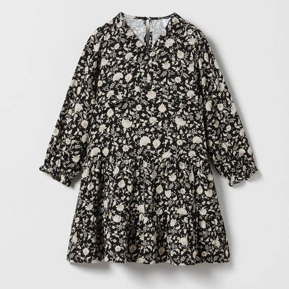 Zara girls size 6 Floral Black and White Dress